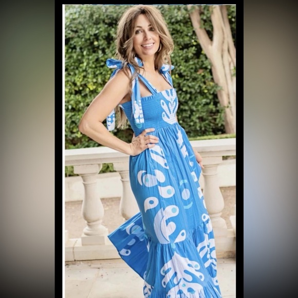 Sheridan French Kelly Maxi Dress in Blue Ink Dot 
size Small - Picture 5 of 12